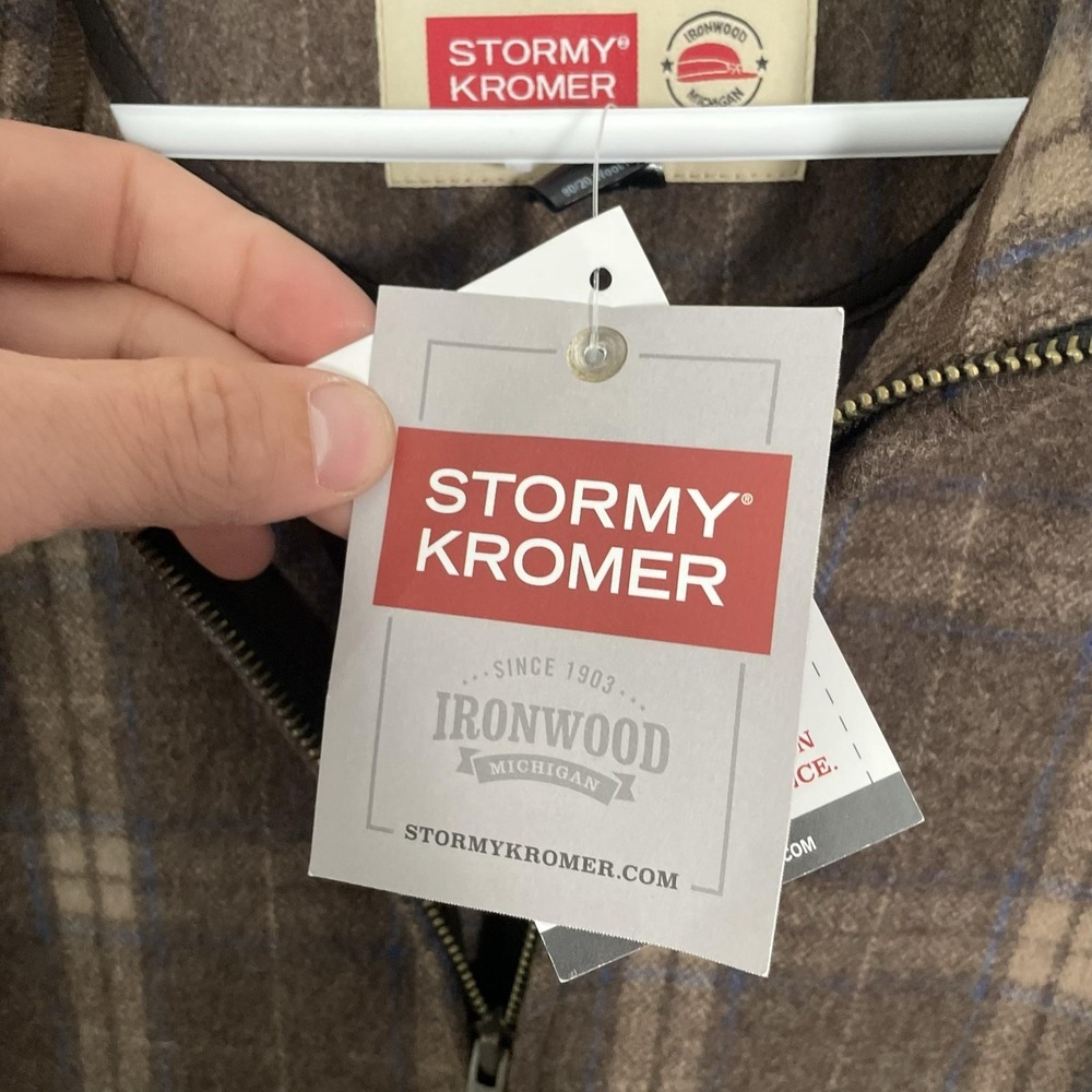 Stormy Kromer The Ironwood Vest Mens Large Brown Wool Plaid Full Zip Outdoor - Picture 7 of 10